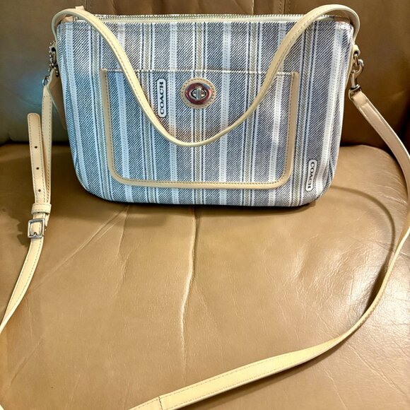 Coach Legacy Weekend Ticking PVC Stripe Hobo Crossbody bag - Picture 1 of 6
